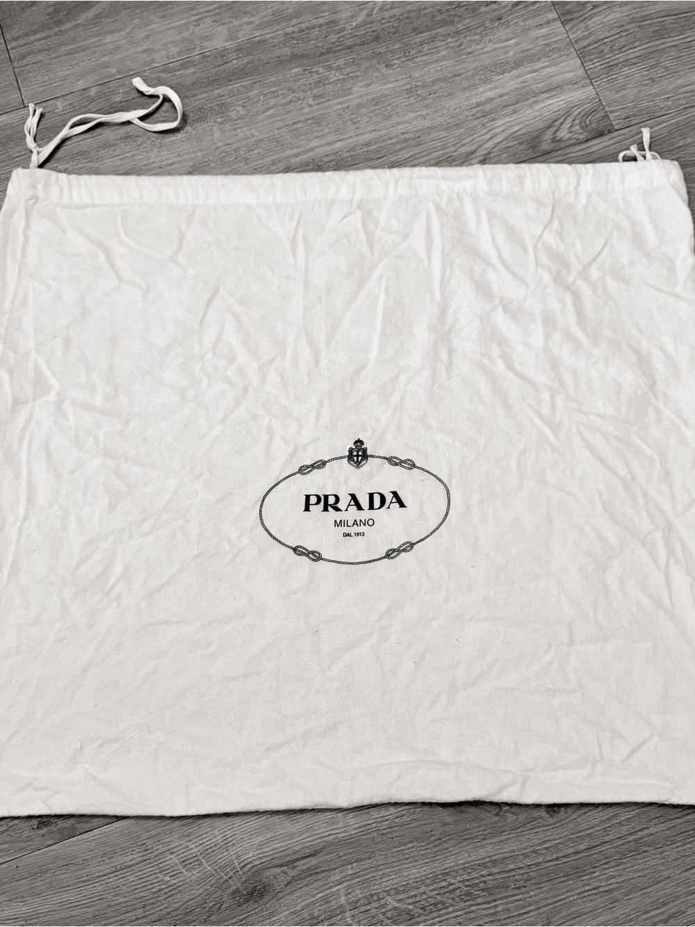 PRADA White Flannel Drawstring Bag/Purse Dust Bag 22.75x20.5 inches